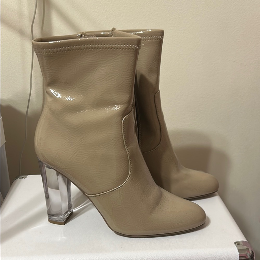 Steve Madden Tan Boots with Clear Heels